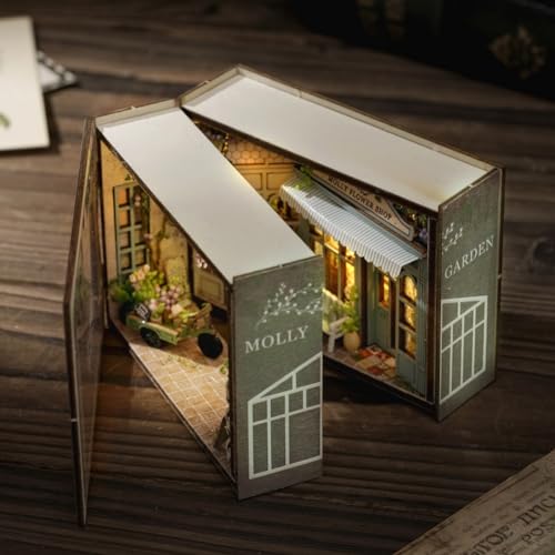 Mini 3D Wooden Doll House Craft Model with LED,DIY Miniature and Furniture Dollhouse Kit,Creative Room Idea for Valentine's Day Birthday Gift (Molly Garden) - color: Molly Garden