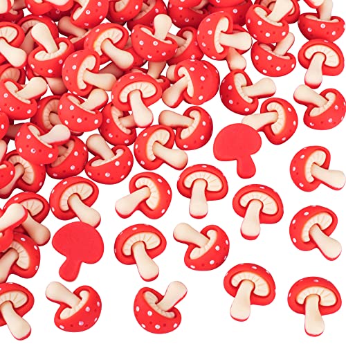 PAGOW 50pcs Mini Cute Resin Mushroom,Decorative Creative Flatback Cabochons