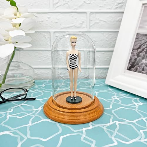 Plymor 3" x 5" Glass Display Dome Cloche (Oak Veneer Base) - color: Oak Veneer Base