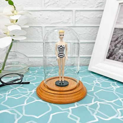 Plymor 3" x 5" Glass Display Dome Cloche (Oak Veneer Base) - color: Oak Veneer Base