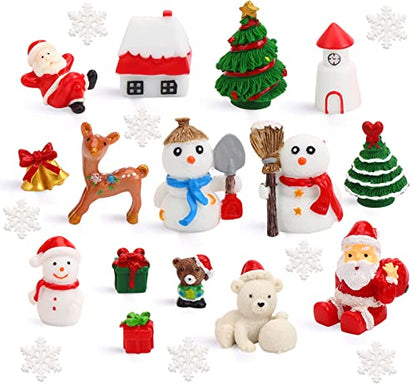 DIYASY Christmas Miniature Figurines,40 Pcs Mini Crafts Resin Santa Claus Snowman Elk Ornaments Kit for DIY Christmas Fairy Garden and Snow Globes - color: Multi Xmas