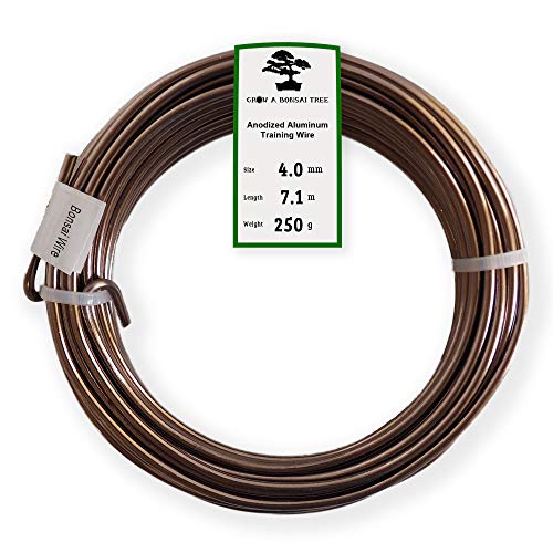 Anodized Aluminum 4.0mm Bonsai Training Wire 250g Large Roll (23 feet) - Choose Your Size and Color (4.0mm, Brown) - color: Brown, size: 4.0mm