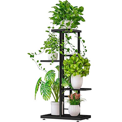 MTB Garden 4 Tier Charcoal Grey Metal Plant Stand Indoor Outdoor Flower Pot Display Planter Shelf - color: Dark Grey, size: 4 Tier