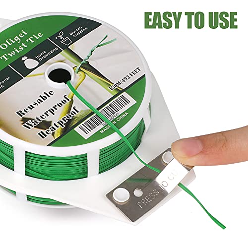 Green Garden Wire, Sturdy Plant Ties for Support with Cutter, 492FT/150m, Indoor, Outdoor, Home and Office Use (Pack of 3) - size: 2.0mm x 0.8mm (Pack of 3)