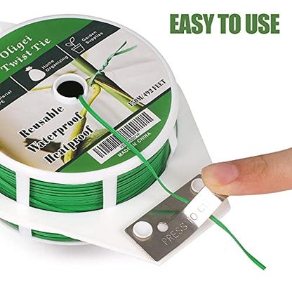 Green Garden Wire, Sturdy Plant Ties for Support with Cutter, 492FT/150m, Indoor, Outdoor, Home and Office Use (Pack of 3) - size: 2.0mm x 0.8mm (Pack of 3)