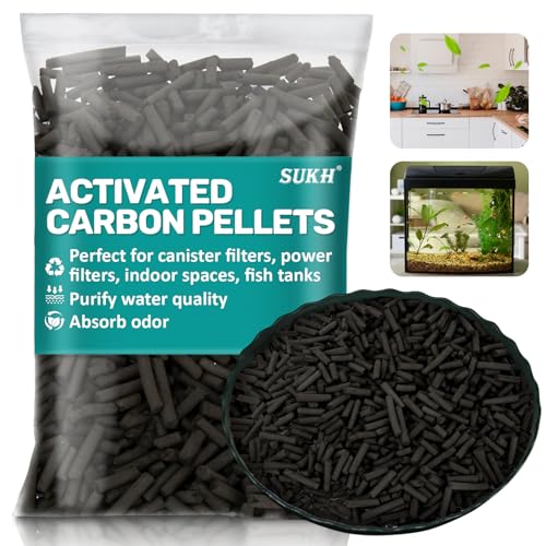 Sukh 410g Activated Carbon Pellets - Acid Free Aquarium Charcoal Filter | Bulk Activated Charcoal Filter Media, Aquarium Carbon for Fish Tank, Pond, Waterbox Aquariums & Clear Water Filtration
