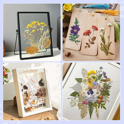 207 Pcs Dried Pressed Flowers for Crafts, Dried Pressed Flowers for Resin, Bulk Natural Dried Flowers Kit with Butterfly Stickers&Tweezers for DlY Resin Molds, Candles, Soap,Jewelry Making, Art Crafts