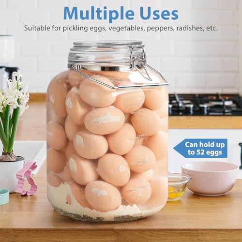 1.5 Gallon/5700 ML Glass Jars With Airtight Lid, Wide Mouth Mason Jar 2 Pc | 4.3" Opening, ML/OZ Scale Line, Food Grade, BPA Free, Dishwasher Safe, Stainless Handle, Flour Sugar Container, Canning Jar - size: 1.5 gallon