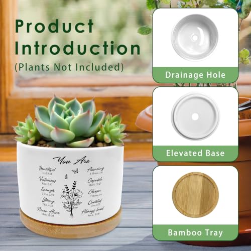 Christian Gifts for Women Plant Pots Succulent Planters | You Are Beautiful Inspirational Bible Verse Ceramic Plant Flower Pots for Home Office Desk Table Shelf(No Plants)(M) - color: Style E -M
