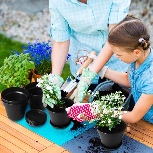 Mumufy 54 Pack 4 Inch Plant Pots Bulk Small Planter with Drainage Hole and Saucer Small Plastic Pots for Flowers Succulent Cactus and All House Indoor(Black) - color: Black
