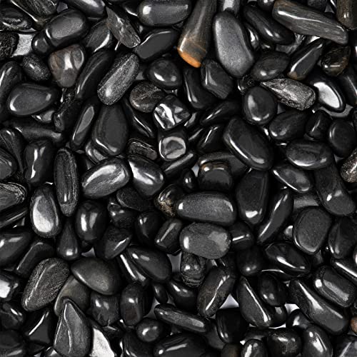 20lbs Black Natural River Rocks, High-Polished Pebbles for Plants Garden, 0.3-0.8 inch Decorative Stones, Ideal for Fish Tank, Vases, Home Decor and Garden Landscaping,Black - size: 20 Pounds, style: Black