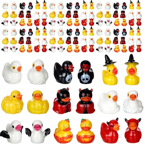 Leyndo 100 Pcs Halloween Ducks Mini Resin Ducks for Garden - style: Halloween Ducks