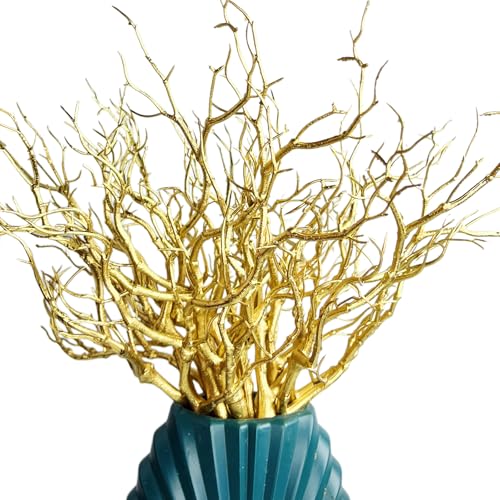 13.8 inches Artificial Coral Branches Fake Antler Branches Small Branches for Home Decoration Flower Arrangement Wedding Christmas Halloween Festival (Golden 20pcs) - color: Golden 20pcs