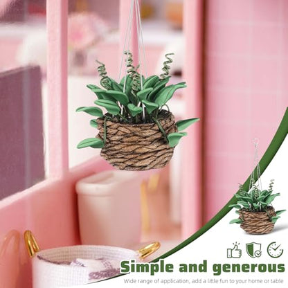 TOYANDONA 2Pcs Miniature Dollhouse Plants, 1:12 Scale Resin Hanging Potted Bonsai for Dollhouse Accessories Decor, Tiny Artificial Greenery for Mini Garden, Living Room & DIY Crafts