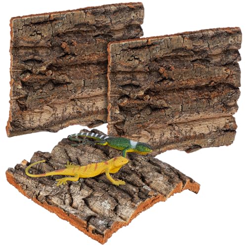 Toddmomy Cork Bark Reptile Tank Background 4 pcs Natural Cork Bark for Aquarium Decoration Terrarium Backdrop for Gecko Lizard Frog Bearded Dragon Climbing and Hiding - size: 4pcs