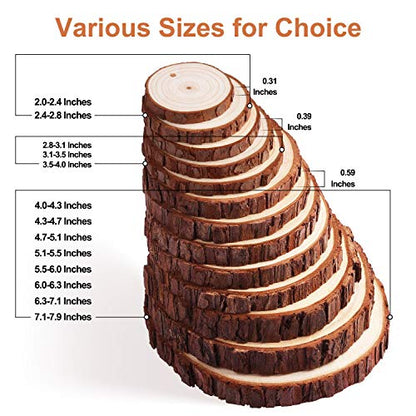 Fuyit Unfinished Wood Slices, No Hole Natural Wooden Circles for Craft | 25pcs 3.1-3.5 inch slices, Original Barks, DIY Crafts & Decorations, Painting & Lettering, Rustic Wedding & Home Decor - size: No Hole 3.1-3.5 Inches