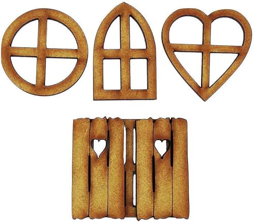 6Pcs Wooden Fairy Garden Door, Blank Door Fairy House Doors and Windows Ornaments Tree Statues for Tree Trunk Yard Decoration Miniature Garden Buildings and Structures Garden Sculptures and Statues