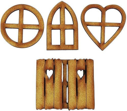 6Pcs Wooden Fairy Garden Door, Blank Door Fairy House Doors and Windows Ornaments Tree Statues for Tree Trunk Yard Decoration Miniature Garden Buildings and Structures Garden Sculptures and Statues