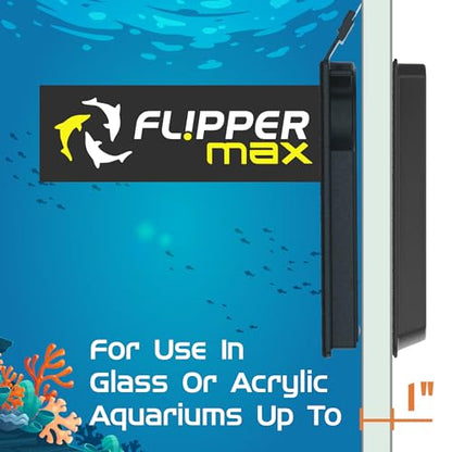 FLIPPER Max Magnetic Aquarium Glass Cleaner – 2-in-1 Scrubber and Scraper, Hands-Free Fish Tank Cleaner for Algae Removal, Safe for Glass and Acrylic Tanks up to 3/4" (19mm), Freshwater & Saltwater - size: Max