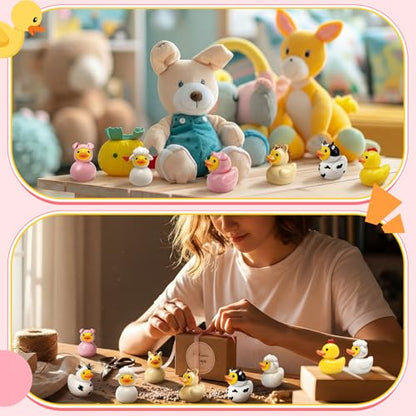 Novabright 100 Pcs Mini Resin Farm Animals Ducks Tiny Resin Animals Ducks Figures Small Animal Statue for DIY Cake Craft Garden Landscape Ornament Potted Decoration Birthday Party Supplies - style: Farm Animals