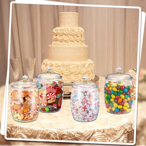 Nuogo 4 Pcs Plastic Candy Jars with Lid Unbreakable,Stylish,80 oz - size: 80 oz, style: Stylish