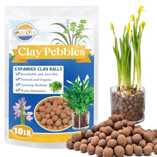ZeeDix 10LBS Expanded Clay Pebbles for Plants 4mm-16mm Clay Balls Organic Hydroton Leca Balls for Indoor Plants Hydroponic Gardening Orchids Drainage Decoration Aquaponics Succulents - size: 10LB