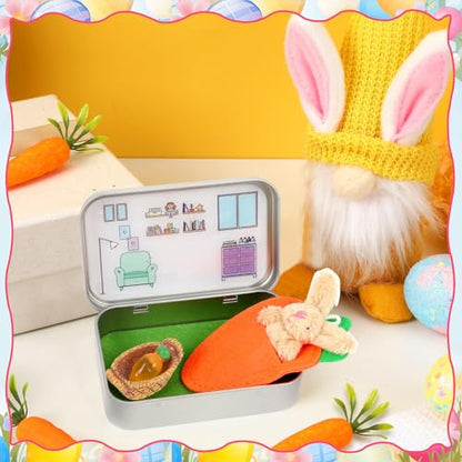 Little Pocket Bunny DIY Pet Adoption Easter Basket Travel Buddy | Little Pocket Bunny collectible in tin box, desk decor gift for office, coworker, Easter gift and animal lovers - style: Bunny