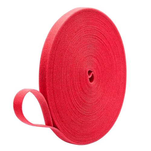 1 Roll 65 Feet/20M Plant Tape, Reusable Double-Sided Hook and Loop Tape, Width 12mm/0.47" Garden Tie for Climbing Plants Fastening Support, Cable Wire Management Strap (Red) - color: Red - 65 Feet