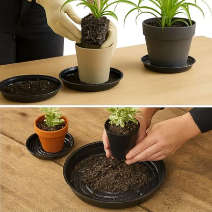 30 Packs 4 Inches Small Plant Saucers for Indoor Outdoor Use Heavy Duty Plastic Plant Plate Dish for Planter Bulk Round Flower Pot Drip Trays to Catch Water 4 to 20 Inch, Black - size: 4 inches