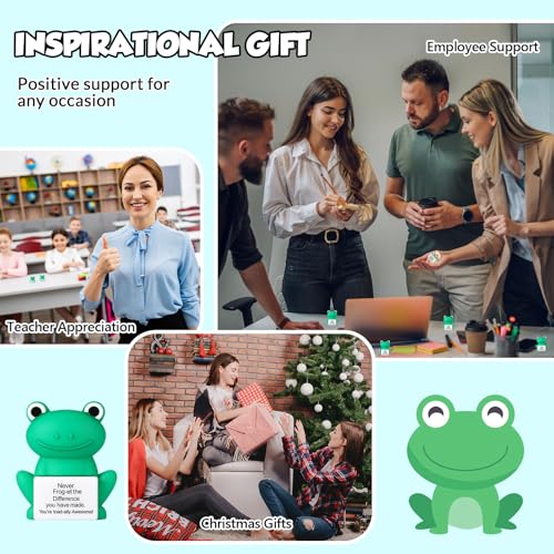 Gejoy 25 Pcs Mini Rubber Frog Toys Positive Mini Frogs Figures | Tiny Figurines to Hide, Frog Gifts with Motivational Quote, Birthday Encouragement Gifts for Coworker Desk Decor - style: Frog