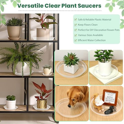 4 Pack 16 17 18 19 20 21 22 in Clear Plastic Plant Saucers for Indoors, Durable Plant Trays for Pots and Plant Water Catcher Tray with No Holes, Reusable Plastic Trays for Plants (19''-4Pack) - size: 19''-4Pack