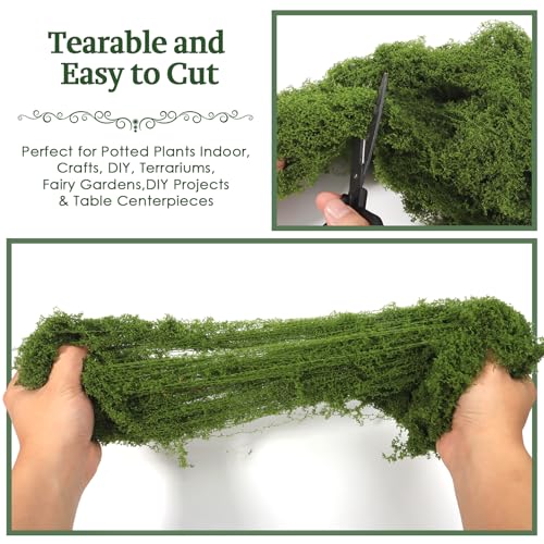 ARTKAIKE Fake Moss for Potted Plants Indoor, 7oz Artificial Turf Grass for Crafts, Fairy Gardens, Dioramas, Terrariums, Dollhouses, Model, Miniature, Centerpieces, Party Table Decorations(Dark Green)