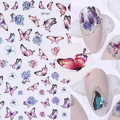 Cayway 4 Style Pressed Flowers Natural Dried Flowers Colorful Resin Flowers Real Pressed Flowers with Butterfly Sticker for Resin Scrapbooking DIY Art Crafts, Epoxy Resin Jewelry Supplies - color: 3 Packs+1 Packs Butterfly