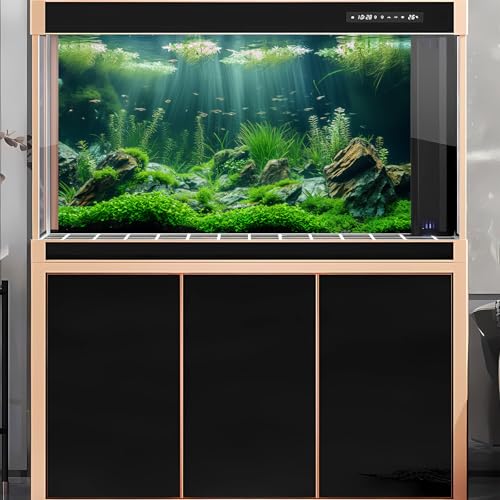 2 Packs Underwater Aquarium Background Lush Green Aquatic Plants Fish Tank Background Undersea Stone with Moss Tropical Reptile Tank Backgrounds Under The Sea World Aquarium Backgrounds 36x20in - color: Dark Green, size: 36(W)x20(H)in