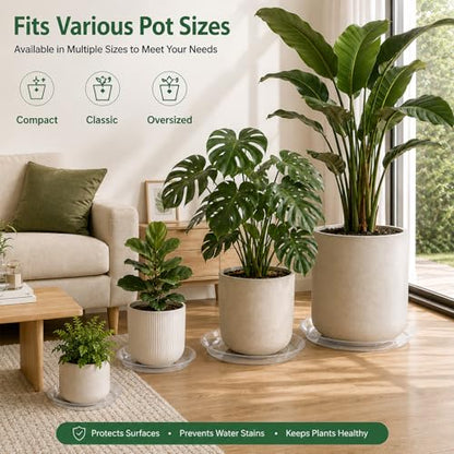 4 Pack 16 17 18 19 20 21 22 in Clear Plastic Plant Saucers for Indoors, Durable Plant Trays for Pots and Plant Water Catcher Tray with No Holes, Reusable Plastic Trays for Plants (19''-4Pack) - size: 19''-4Pack