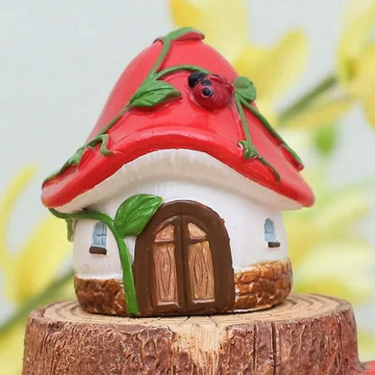 Wixine 2Pcs Miniatures DIY Crafts Fairy Figurines Mini House Garden Decoration Micro Landscape Resin