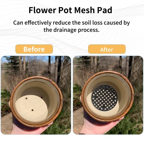 Bivethoi Plant Pot Mesh Hole Cover, 1.8" / 45mm, Black, 100pcs | Bonsai Drainage Mesh Insert, Round Mesh Screen, Prevents Soil Loss, Bottom Grid Mat - color: Black, size: 100pcs