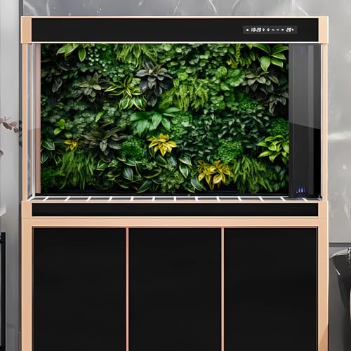 Vertical Garden Aquarium Background Lush Green Tropical Leaves Terrarium Background Living Wall Tropical Green Plants Fish Tank Background Natural Green Leaves Reptile Habitat Background 24x12in - color: Grass Green, size: 24(W)x12(H)in