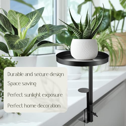 Teenyyou 2 Pcs Window Sill Plant Shelf 7.9''D x 14.2''H Adjustable Window Shelf Windowsill Clamp Tray for Indoor Plants Metal Windowsill Extension Tray Planter Floating Shelves for Indoor Outdoor - size: 7.9''D x 14.2''H