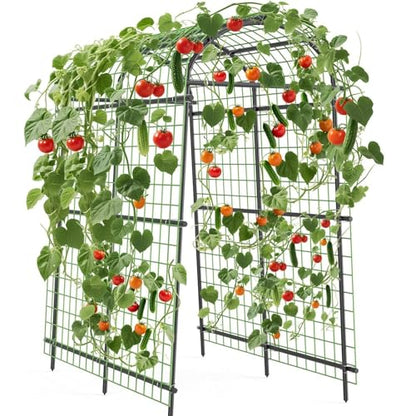 Garden Arch Trellis, 7.5FT Extra Tall Polyethylene-Coated Stainless Steel Garden Trellis for Climbing Plants, Vegetables, Flowers, Outdoor Pergola Arbor Wedding Party Decoration, Cucumber Trellis, Gar - size: Snap-Fit 7.6 x 6 x 4 Ft(9-Bar)