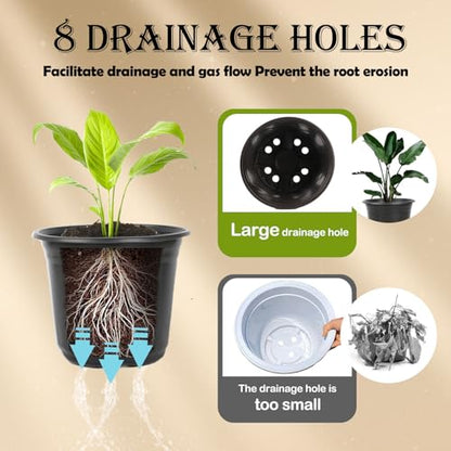 100 Packs Plastic Nursery Pots, 4 5 6 Inches Pots for Plants with Drainage Holes, Garden Pots Flower Plants containers for Seedlings, Succulents, Transplanting (100, 4 5 6 Inch) - size: 4 5 6 Inch