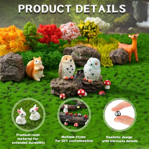 43 Pcs Mini Fairy Garden Accessories Outdoor Kit, Fairy House Accessories Including Resin Animals, Miniature Figurines Micro Landscape Ornaments, Fairy Garden Starter Kit for DIY Dollhouse