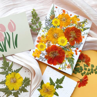 35Pcs Yellow Pressed Dried Flowers for Resin Molds, Real Natural Bulk Orange Dry Floral Leave for DIY Art Crafts, Epoxy Jewelry, Candle, Soap Making, Nails Decors