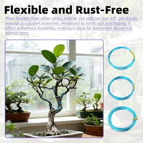 6 Pcs Bonsai Wire, 6 Sizes, Aluminum
