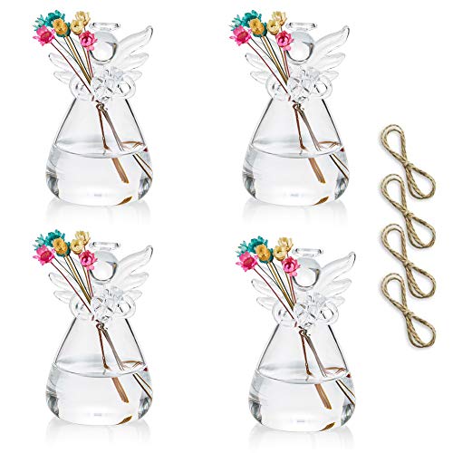 Sziqiqi Glass Guardian Angel Hanging Bud Vase, Plant Containers, 4Pcs - size: 4pcs
