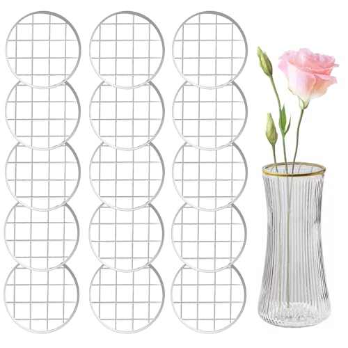 Mason Jar Flower Frog Lids for Wide Mouth,15 Pcs 8.4cm/3.3in Diameter Flower Insert Lid Flower Frog for Arrangements Vase Mason Jar Lid with Square Floral Grid Floral Arrangement Organizer Vase Grid - size: 8.4cm/3.3in