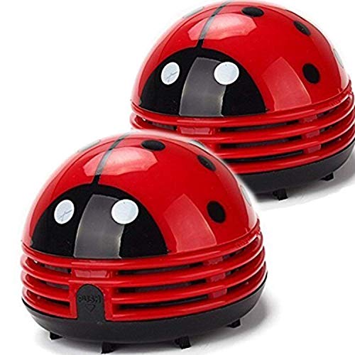 Ladybug Cartoon Mini Vacuum Cleaner Desktop Vacuum Dust Keyboard Sweeper Cordless Portable Corner Cute 2Pcs