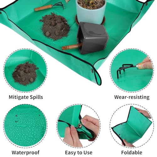 Large Plant Repotting Mat, Waterproof Repotting Tray for Indoor Plants Potting Soil, Gardening Tray Mat, Portable Potting Tray Soil Mat for Indoor House Plants Succulents Orchid - size: Large 39.4" x 31.5"