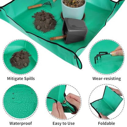 Large Plant Repotting Mat, Waterproof Repotting Tray for Indoor Plants Potting Soil, Gardening Tray Mat, Portable Potting Tray Soil Mat for Indoor House Plants Succulents Orchid - size: Large 39.4" x 31.5"