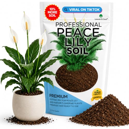 Professional Peace Lily Potting Soil Mix Large 2.2 Quarts Ready to Use, Premium Nutrient-Rich Blend for Indoor Peace Lily Plants, Peat Moss Coco Coir Perlite Dolomite, Well-Draining Soil Made in USA - color: Peace Lily Soil, size: 2.2 Quarts